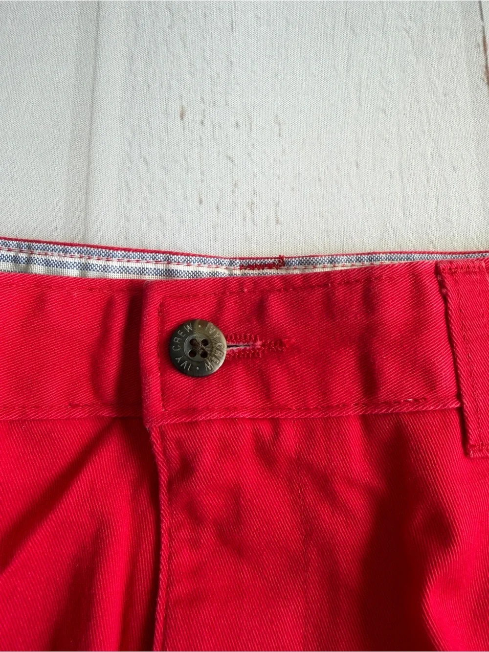 Ivy Crew Classics Red Cotton Chino Flat Front Shorts Men’s 34